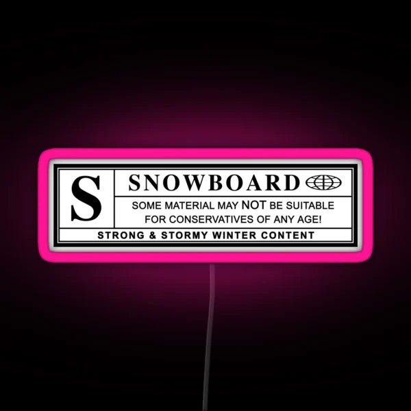 Snowboard Warning Label RGB Neon Sign