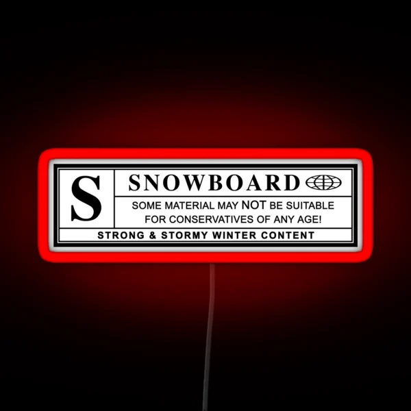 Snowboard Warning Label RGB Neon Sign