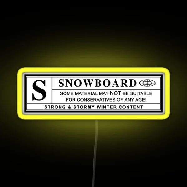 Snowboard Warning Label RGB Neon Sign