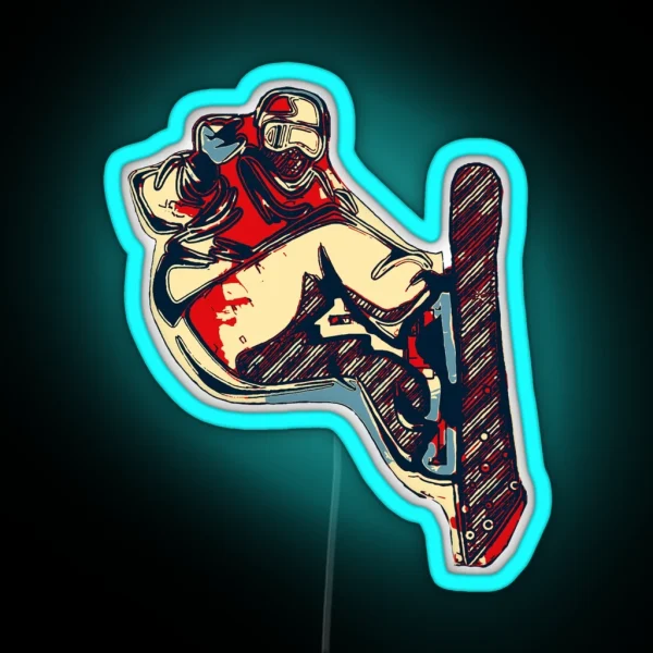 Snowboarding Fool Snowboarder RGB Neon Sign