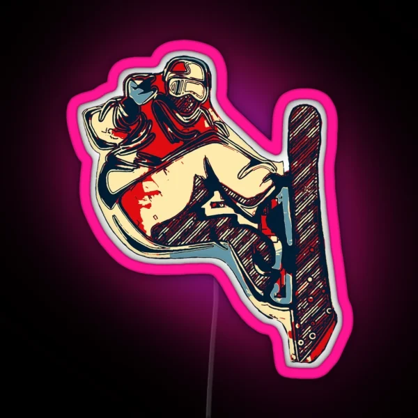 Snowboarding Fool Snowboarder RGB Neon Sign