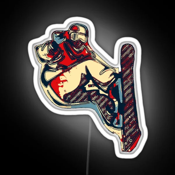 Snowboarding Fool Snowboarder RGB Neon Sign