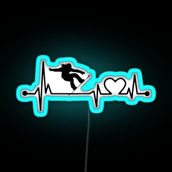 SNOWBOARDING HEARTBEAT RGB Neon Sign