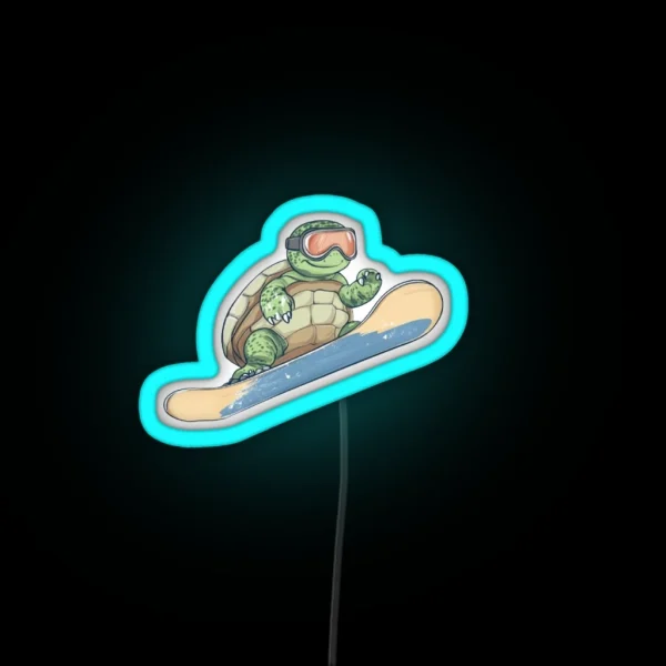 Snowboarding Turtle RGB Neon Sign