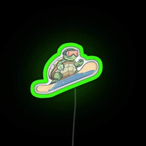 Snowboarding Turtle RGB Neon Sign