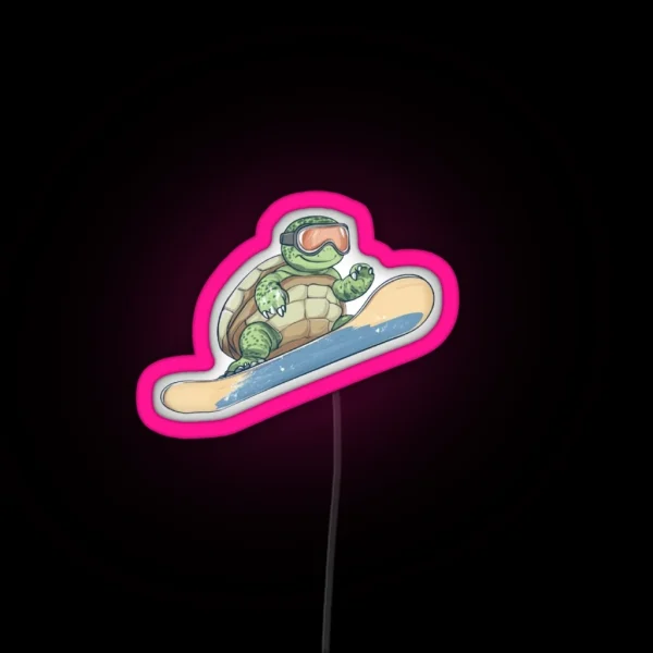 Snowboarding Turtle RGB Neon Sign