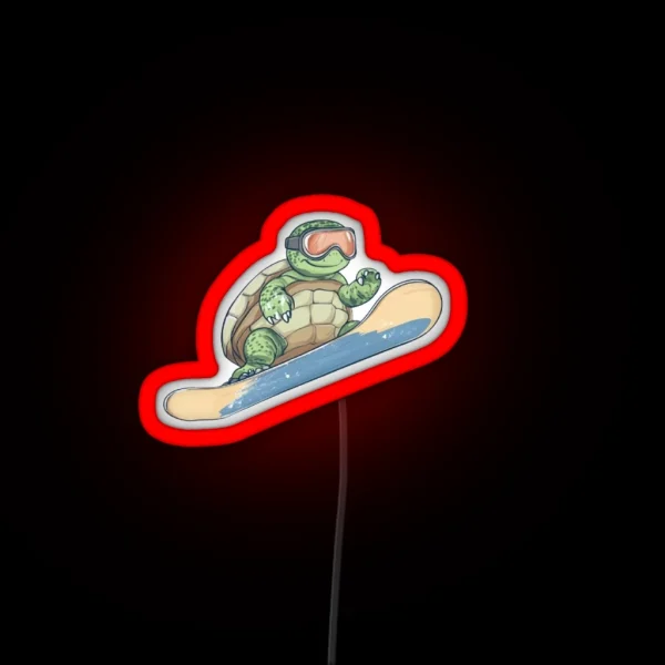 Snowboarding Turtle RGB Neon Sign