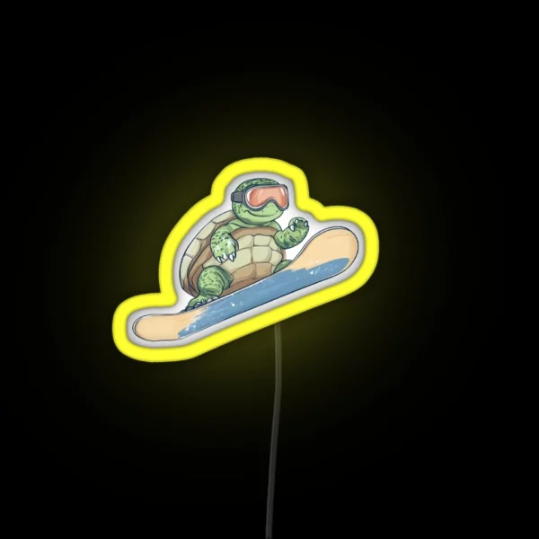 Snowboarding Turtle RGB Neon Sign