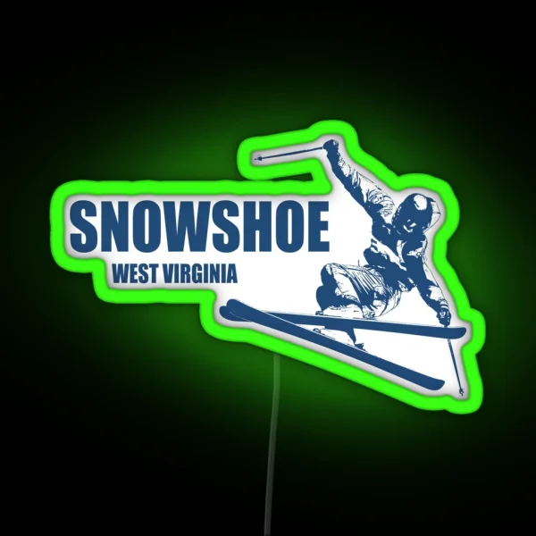 Snowshoe Mountain West Virginia Skier RGB Neon Sign