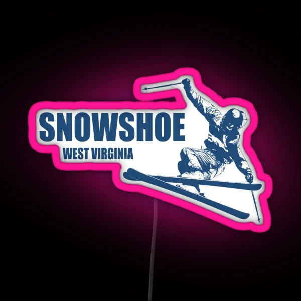 Snowshoe Mountain West Virginia Skier RGB Neon Sign