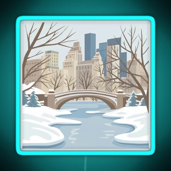 Snowy Central Park RGB Neon Sign