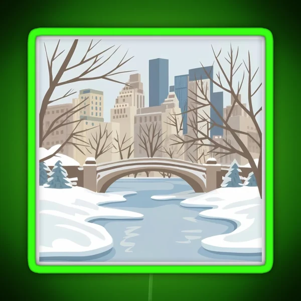Snowy Central Park RGB Neon Sign
