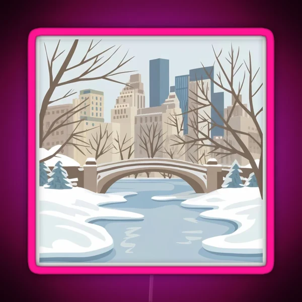 Snowy Central Park RGB Neon Sign