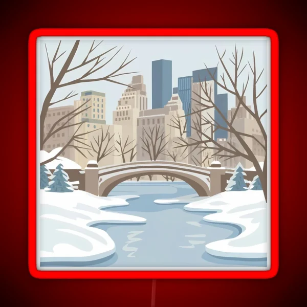 Snowy Central Park RGB Neon Sign