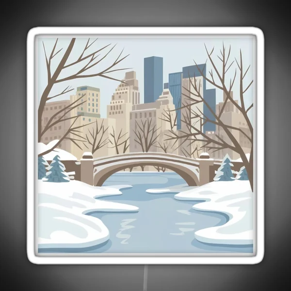 Snowy Central Park RGB Neon Sign