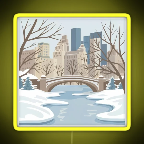 Snowy Central Park RGB Neon Sign