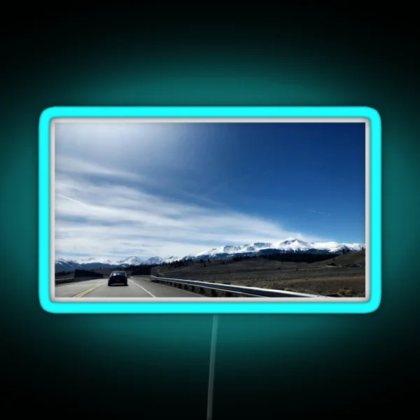 Snowy Drive Through The Peaks RGB Neon Sign