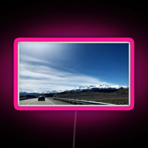 Snowy Drive Through The Peaks RGB Neon Sign
