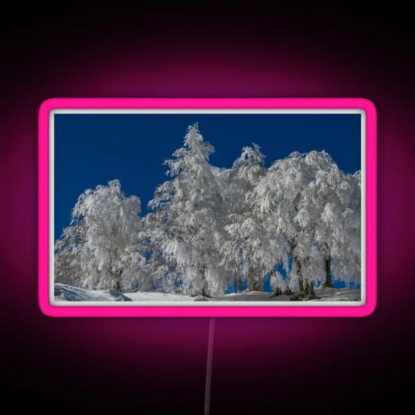 Snowy Fir Trees RGB Neon Sign