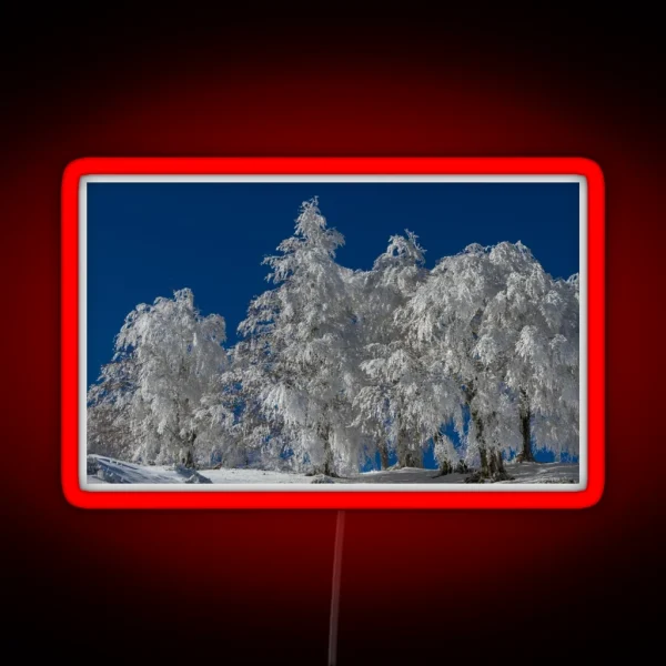 Snowy Fir Trees RGB Neon Sign