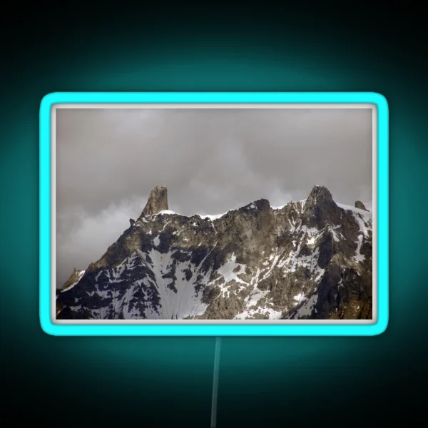 Snowy Mountain Peaks Alpine Landscape RGB Neon Sign