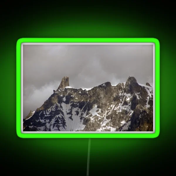 Snowy Mountain Peaks Alpine Landscape RGB Neon Sign