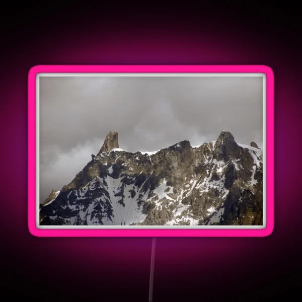 Snowy Mountain Peaks Alpine Landscape RGB Neon Sign