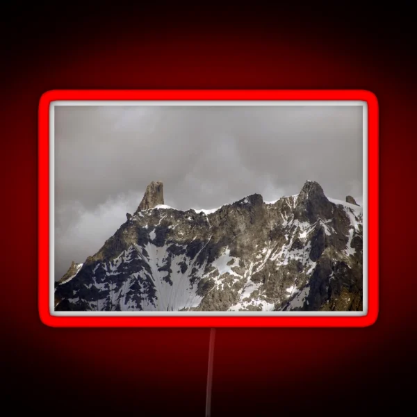 Snowy Mountain Peaks Alpine Landscape RGB Neon Sign
