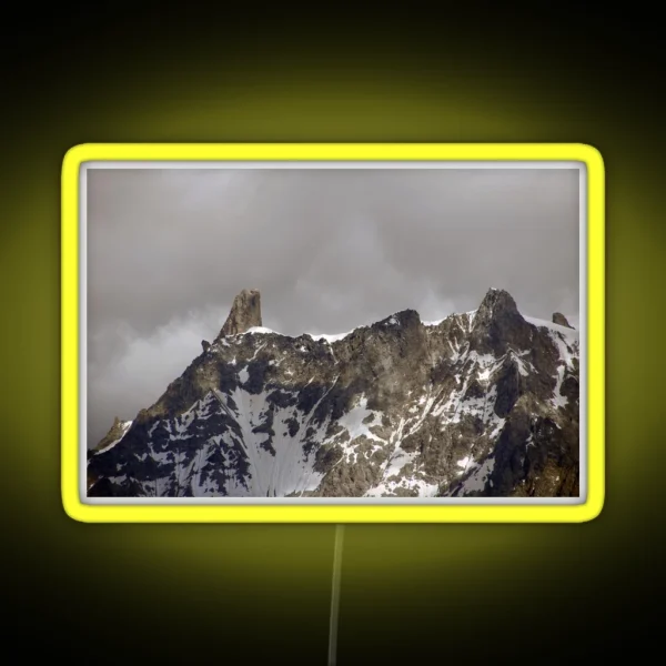 Snowy Mountain Peaks Alpine Landscape RGB Neon Sign