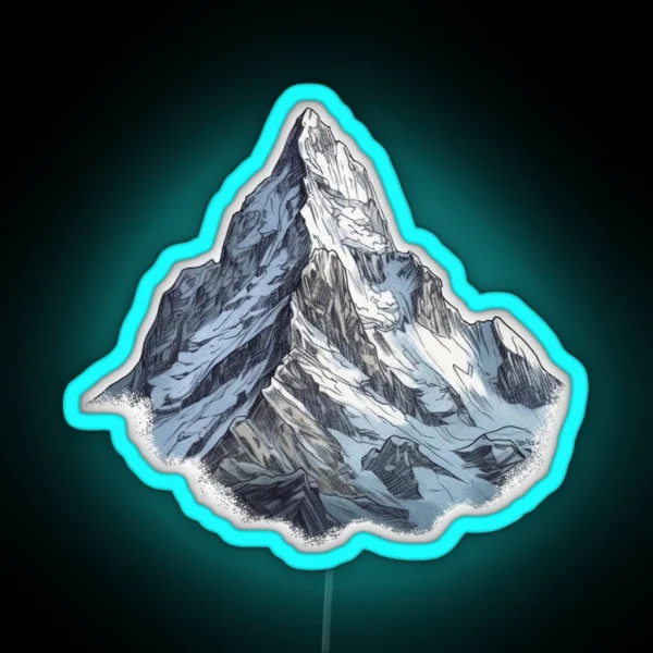 Snowy Mountain Peaks Illustration RGB Neon Sign