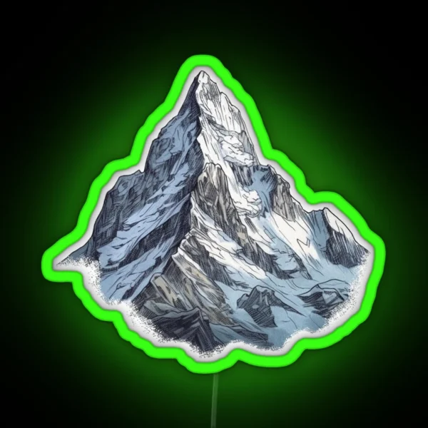 Snowy Mountain Peaks Illustration RGB Neon Sign