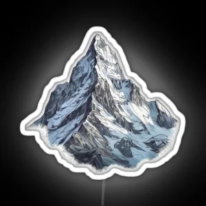 Snowy Mountain Peaks Illustration RGB Neon Sign