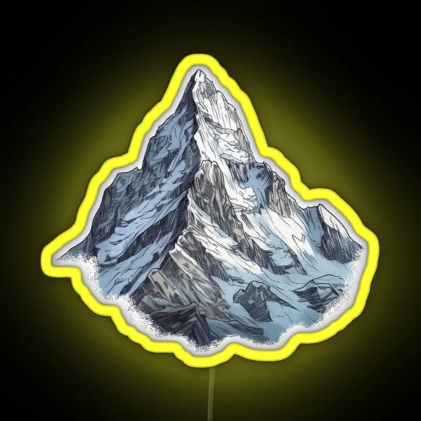 Snowy Mountain Peaks Illustration RGB Neon Sign