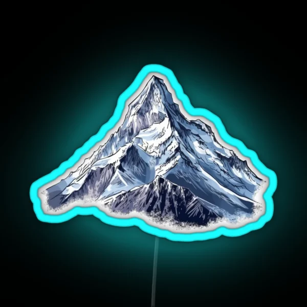 Snowy Mountain Peaks Illustration RGB Neon Sign