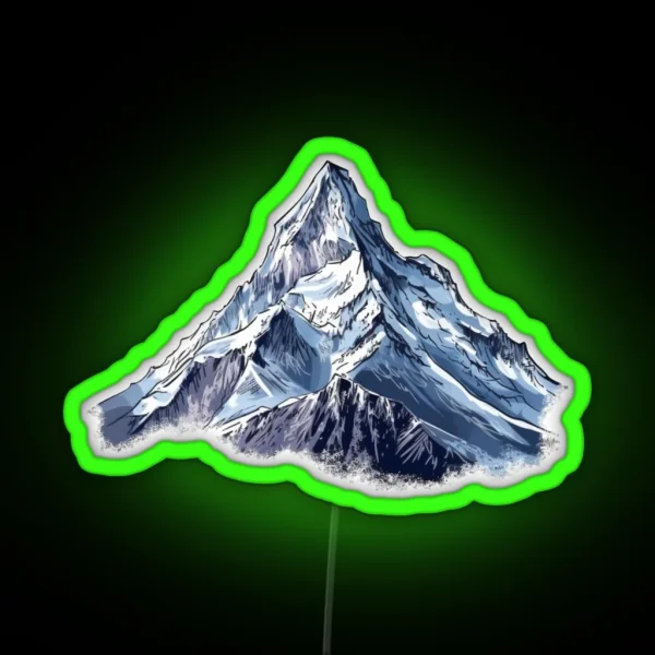 Snowy Mountain Peaks Illustration RGB Neon Sign