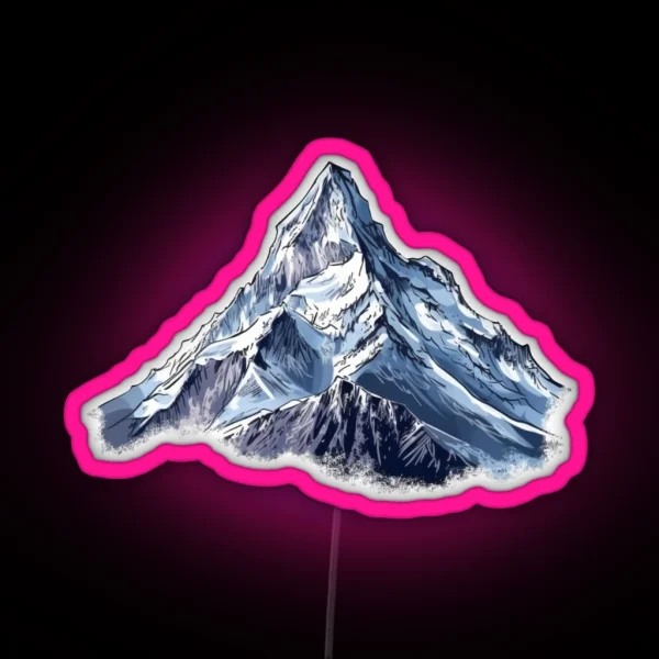 Snowy Mountain Peaks Illustration RGB Neon Sign