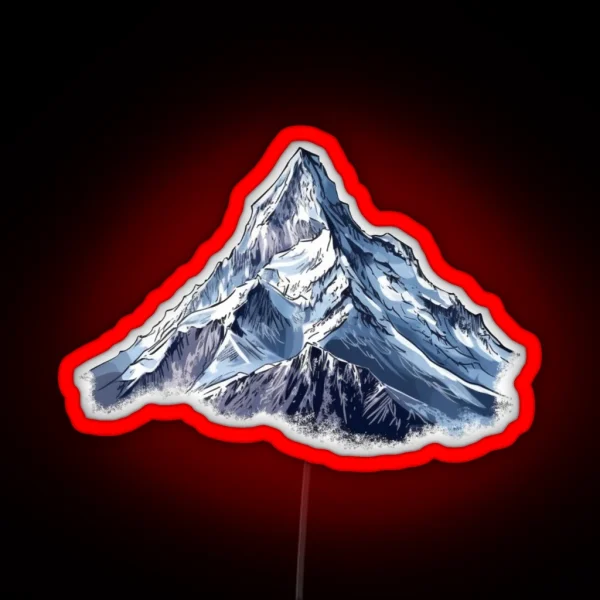 Snowy Mountain Peaks Illustration RGB Neon Sign
