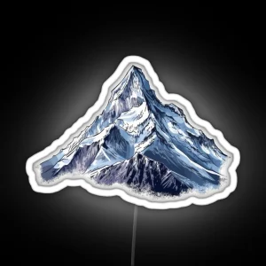 Snowy Mountain Peaks Illustration RGB Neon Sign