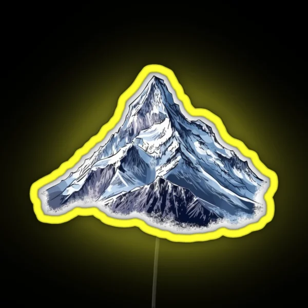 Snowy Mountain Peaks Illustration RGB Neon Sign