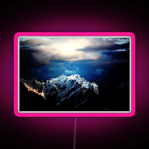 Snowy Mountain Peaks RGB Neon Sign