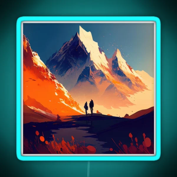 Snowy Mountain Peaks RGB Neon Sign