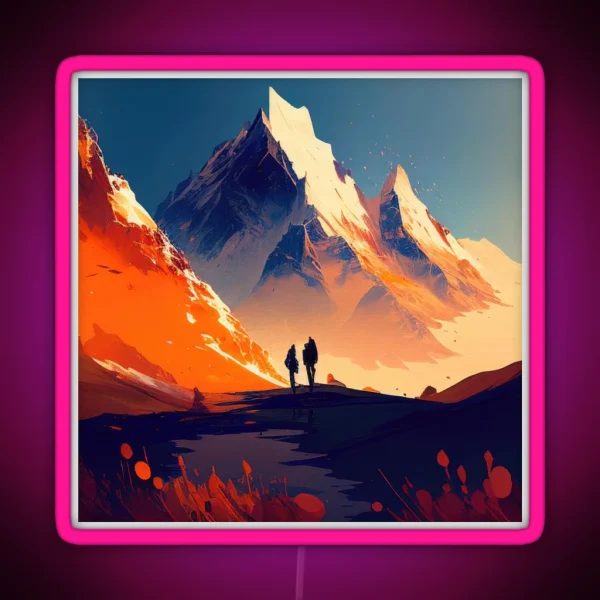 Snowy Mountain Peaks RGB Neon Sign