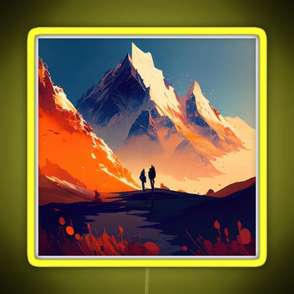 Snowy Mountain Peaks RGB Neon Sign