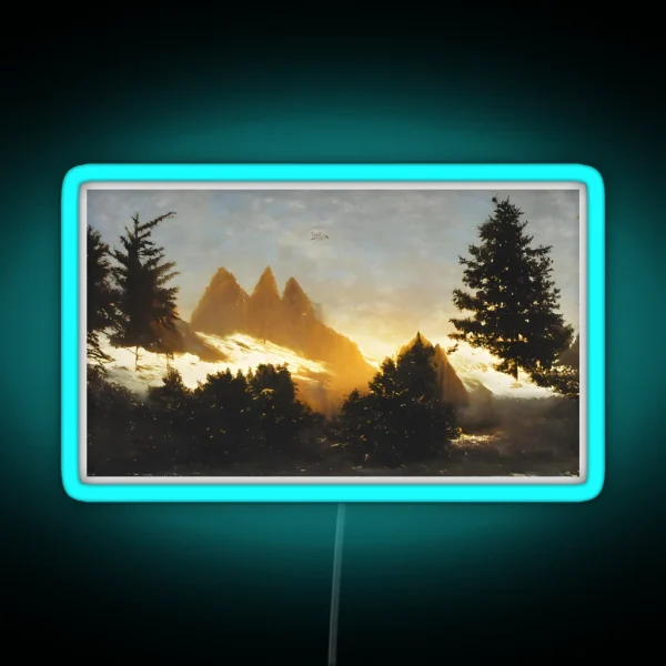 Snowy Mountain Peaks RGB Neon Sign