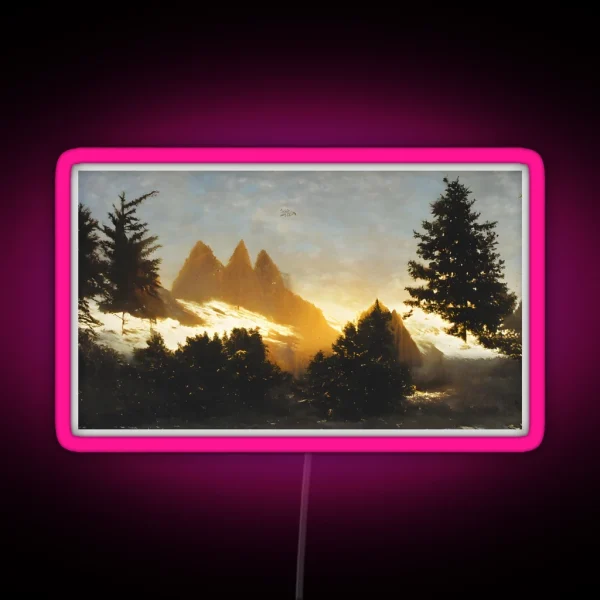 Snowy Mountain Peaks RGB Neon Sign