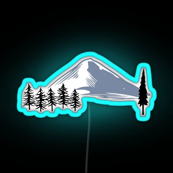 Snowy Mountains And Trees RGB Neon Sign