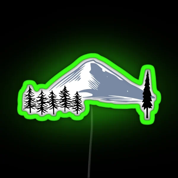 Snowy Mountains And Trees RGB Neon Sign