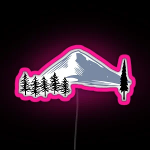 Snowy Mountains And Trees RGB Neon Sign