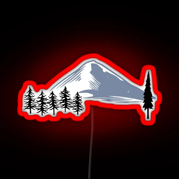 Snowy Mountains And Trees RGB Neon Sign