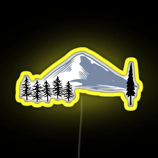Snowy Mountains And Trees RGB Neon Sign